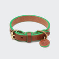 Prince Park Dog Collar - Cognac & Green