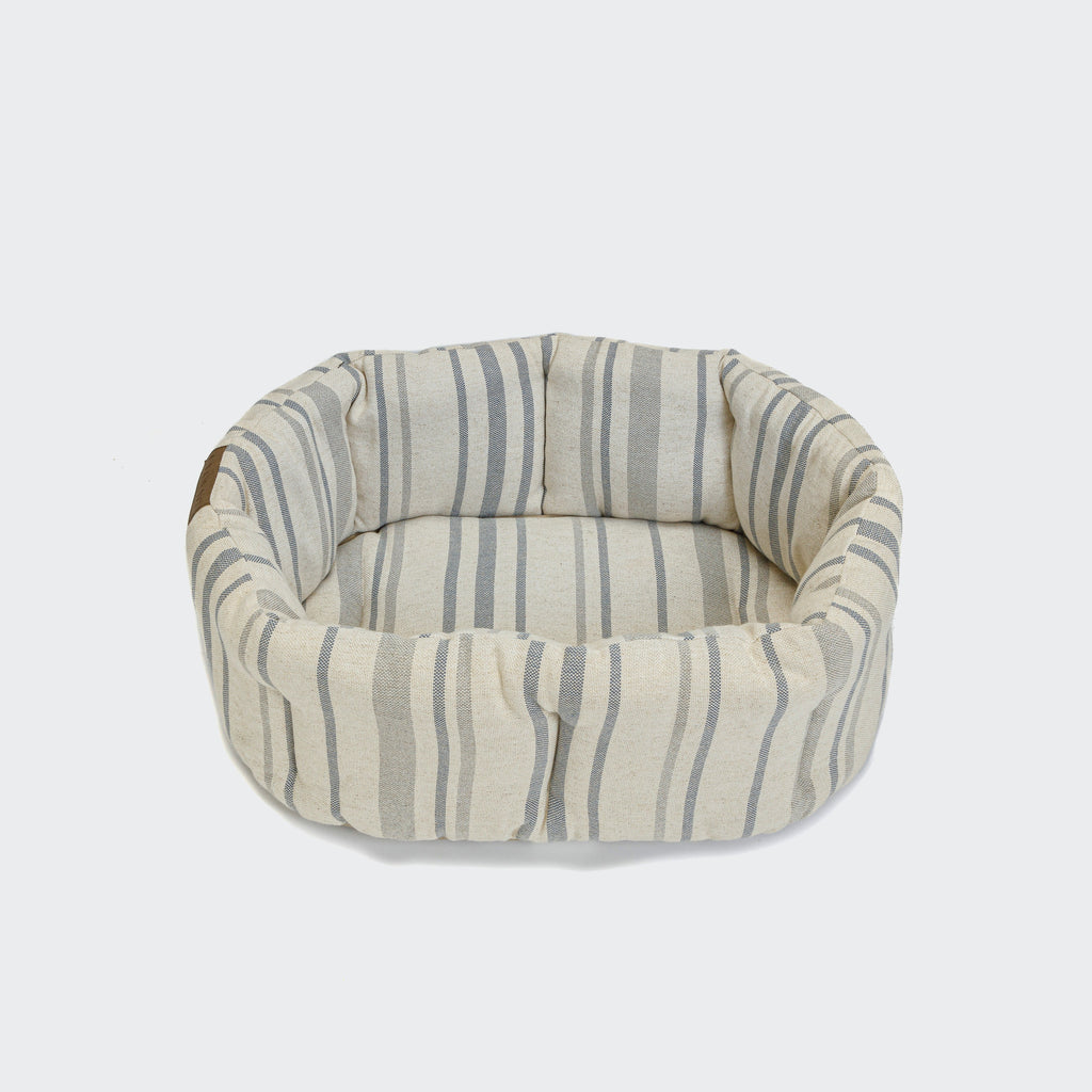 Cozy Dog Pillow with Lazy Linen Stripes - Natural/Blue