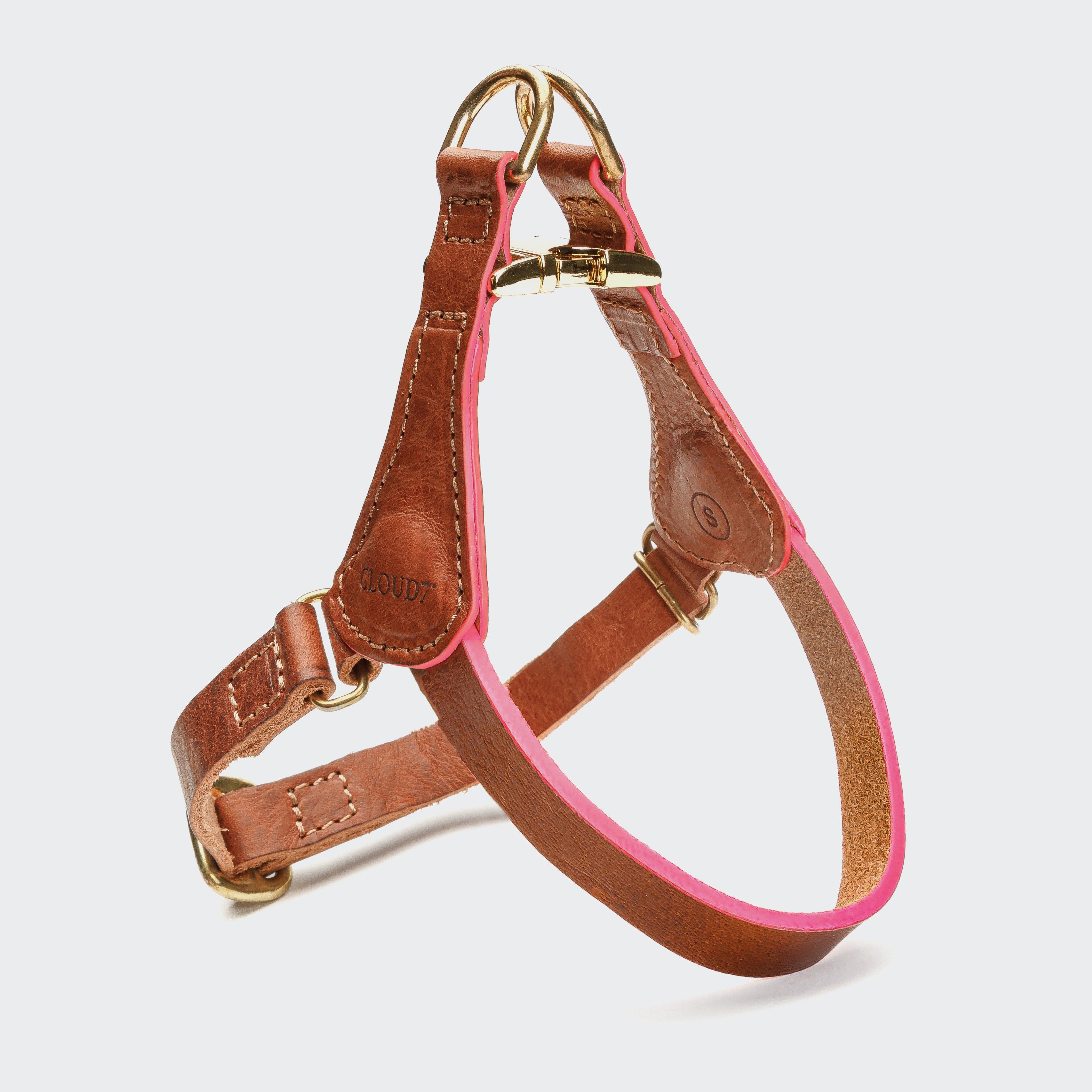 Prince Park Dog Harness – Cognac/Pink, Comfortable & Secure Fit