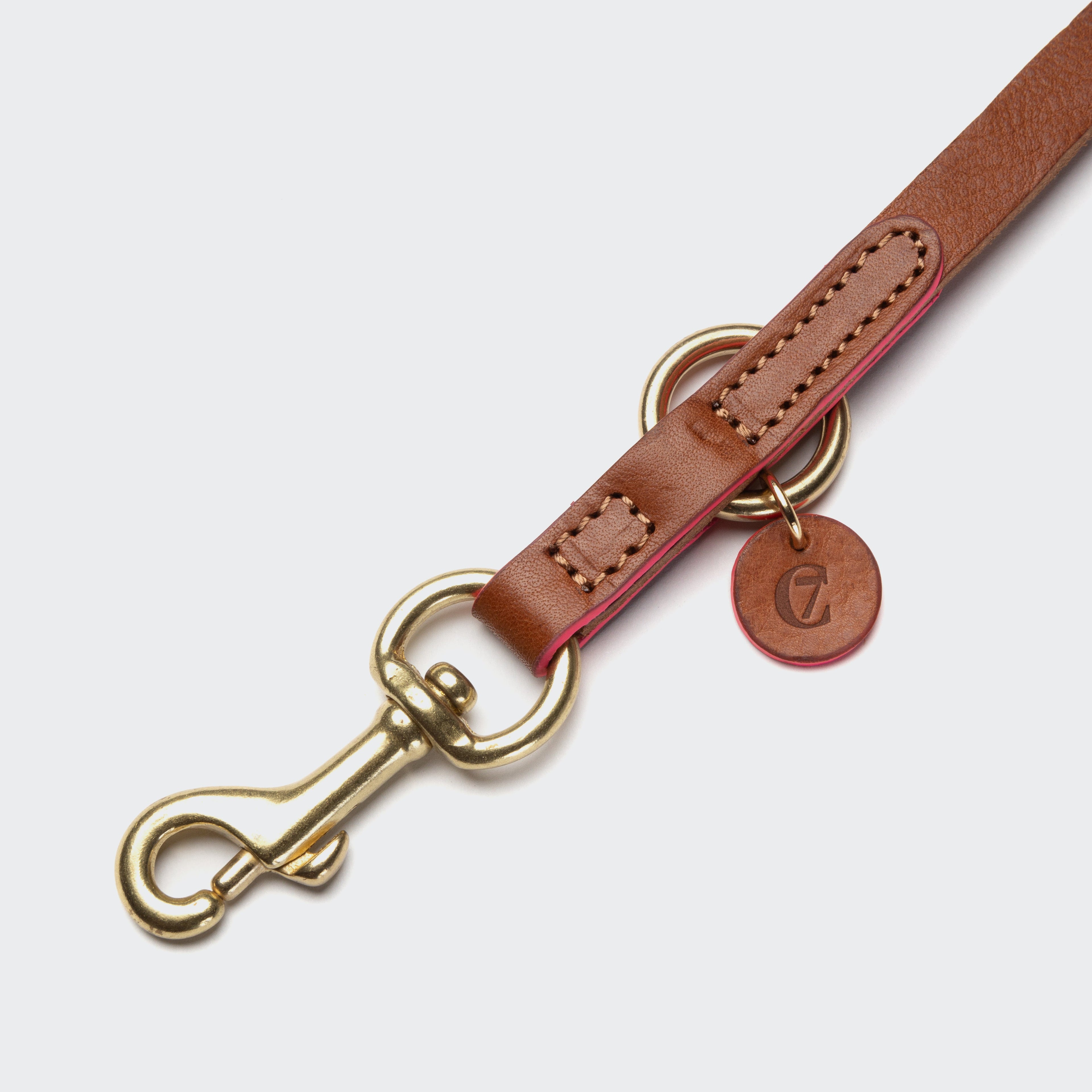 Prince Park Dog Leash – Cognac & Pink