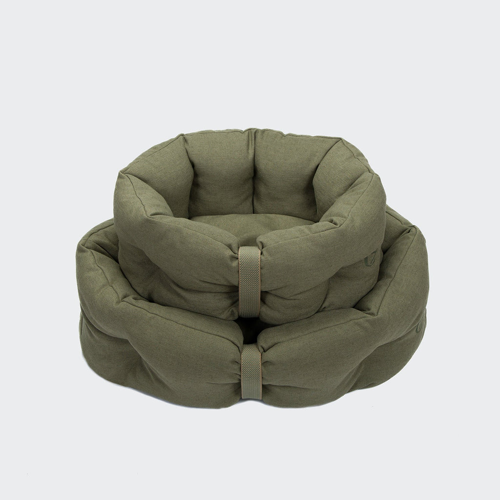 LTTL Snoozy Linen-Mix Dog Bed in Moss - Cozy, Durable Comfort
