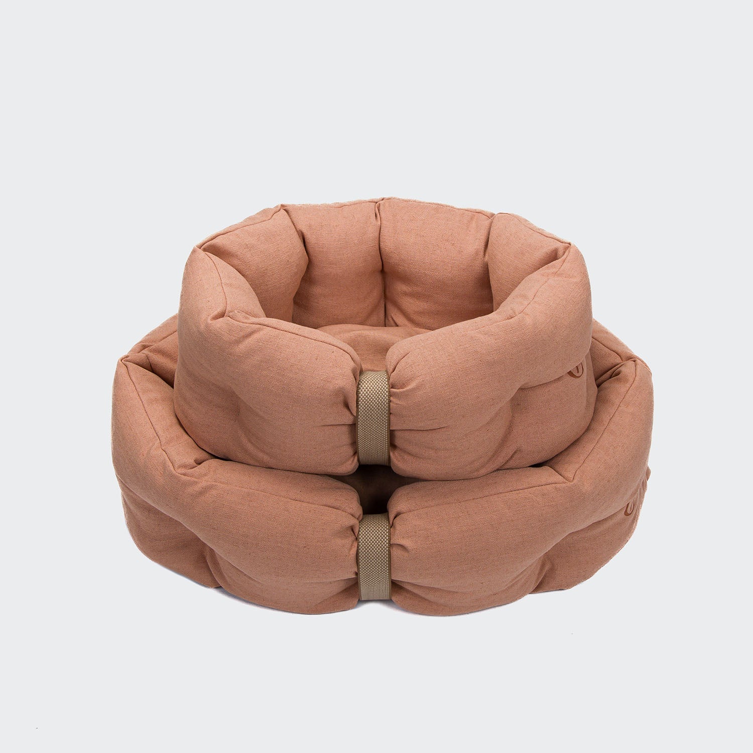 LTTL Snoozy Linen-Mix Dog Bed in Dusty Rose – Cozy & Plush