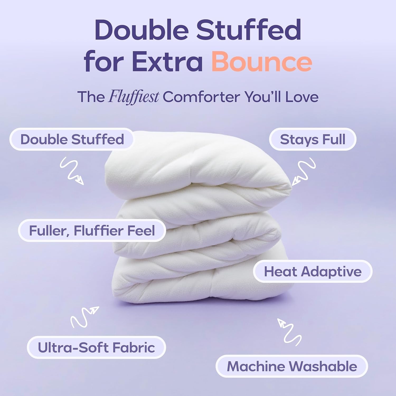 Dreamish Comforter King/Cal King - Extra Fluffy Double-Stuffed down Alternative Duvet Insert, All-Season Temperature-Balancing, Oeko-Tex Class I Fabric, Box-Stitch, Machine Washable