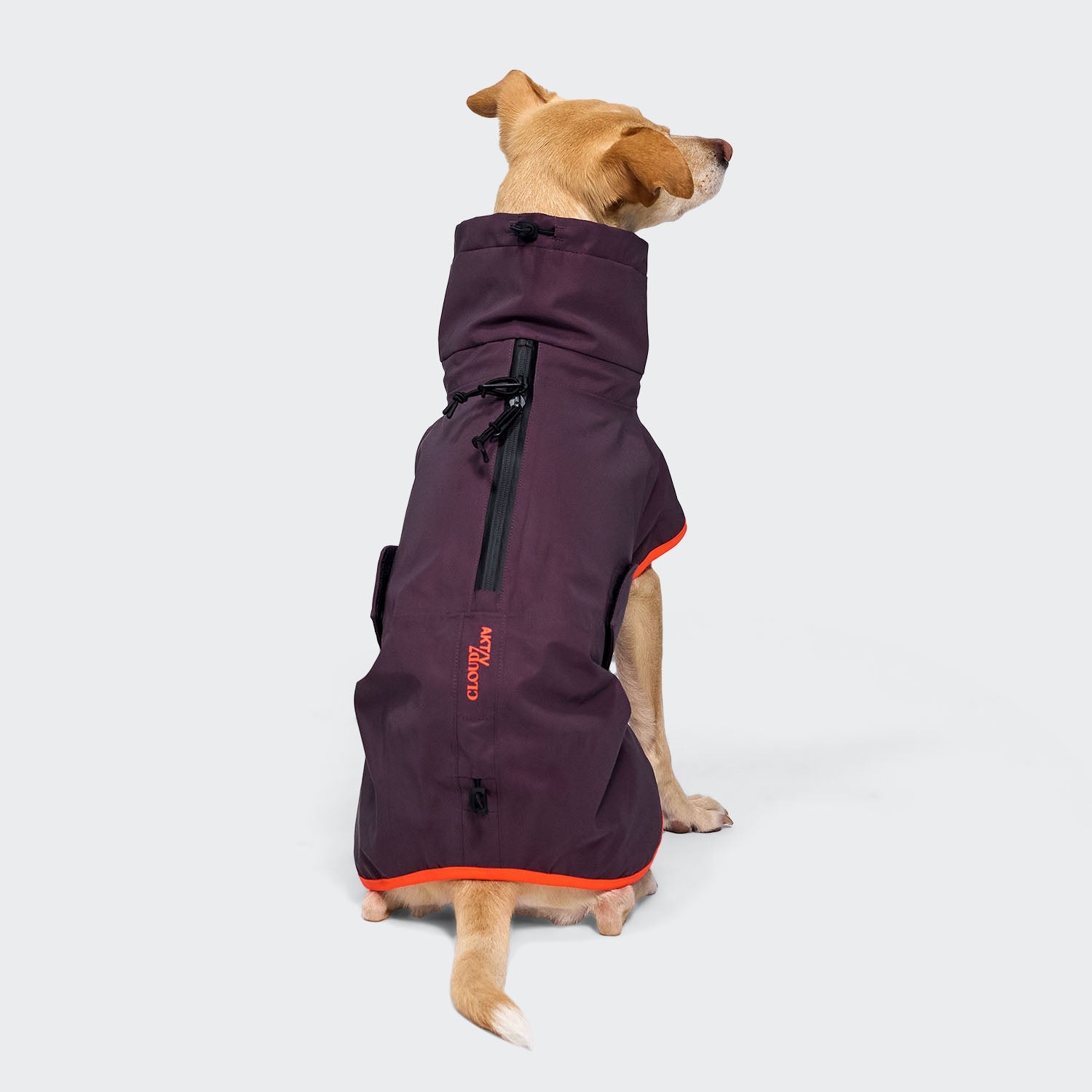 AKTIV Dog Raincoat - Aubergine/Orange, Stylish & Practical