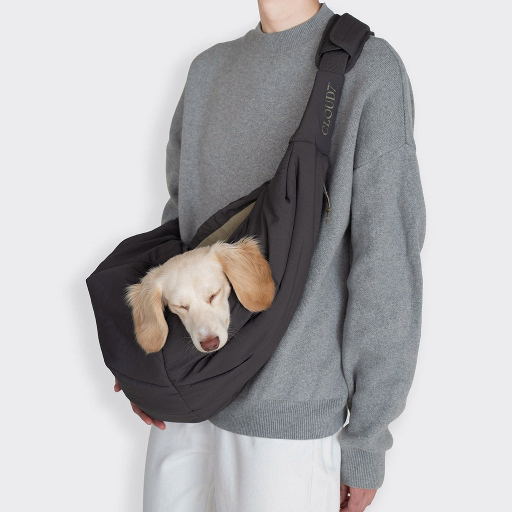 LTTL Puffer Dog Sling Bag – Dark Grey/Khaki
