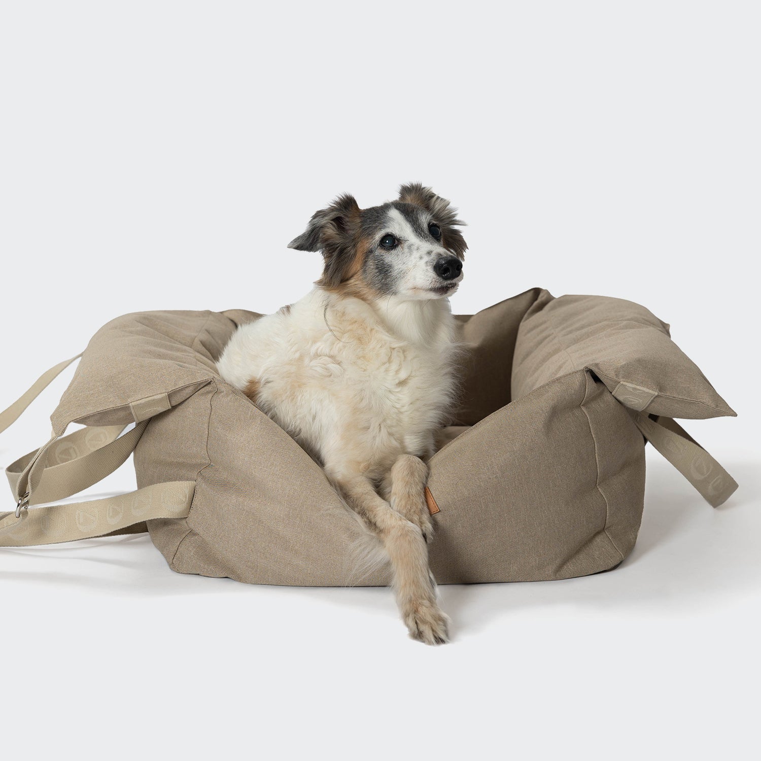 Sand-Colored Portable Dog Car Seat for Safe, Comfortable Travel
