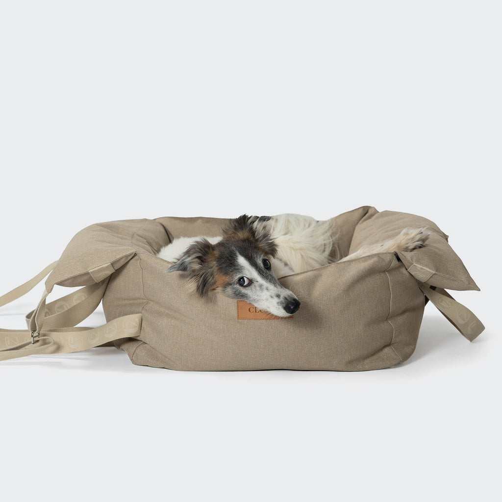 Sand-Colored Portable Dog Car Seat for Safe, Comfortable Travel