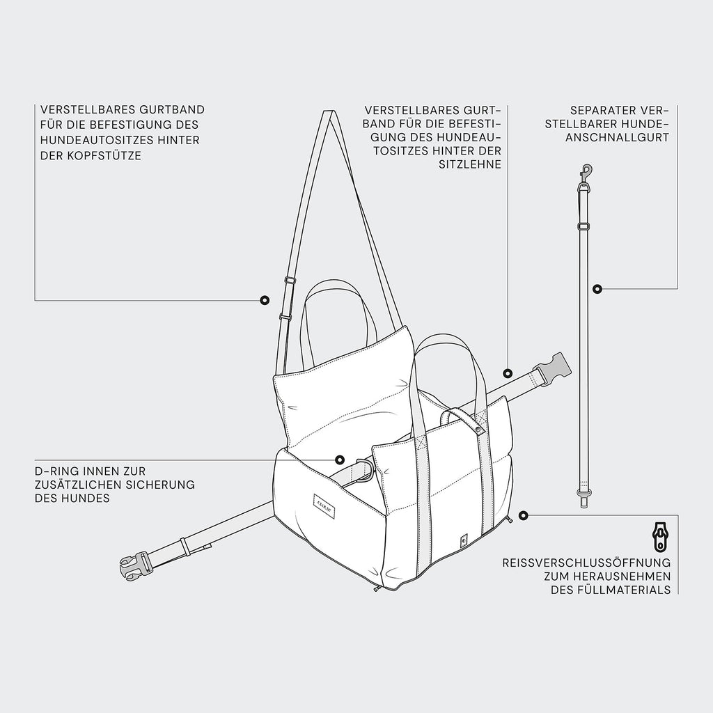 Sand-Colored Portable Dog Car Seat for Safe, Comfortable Travel
