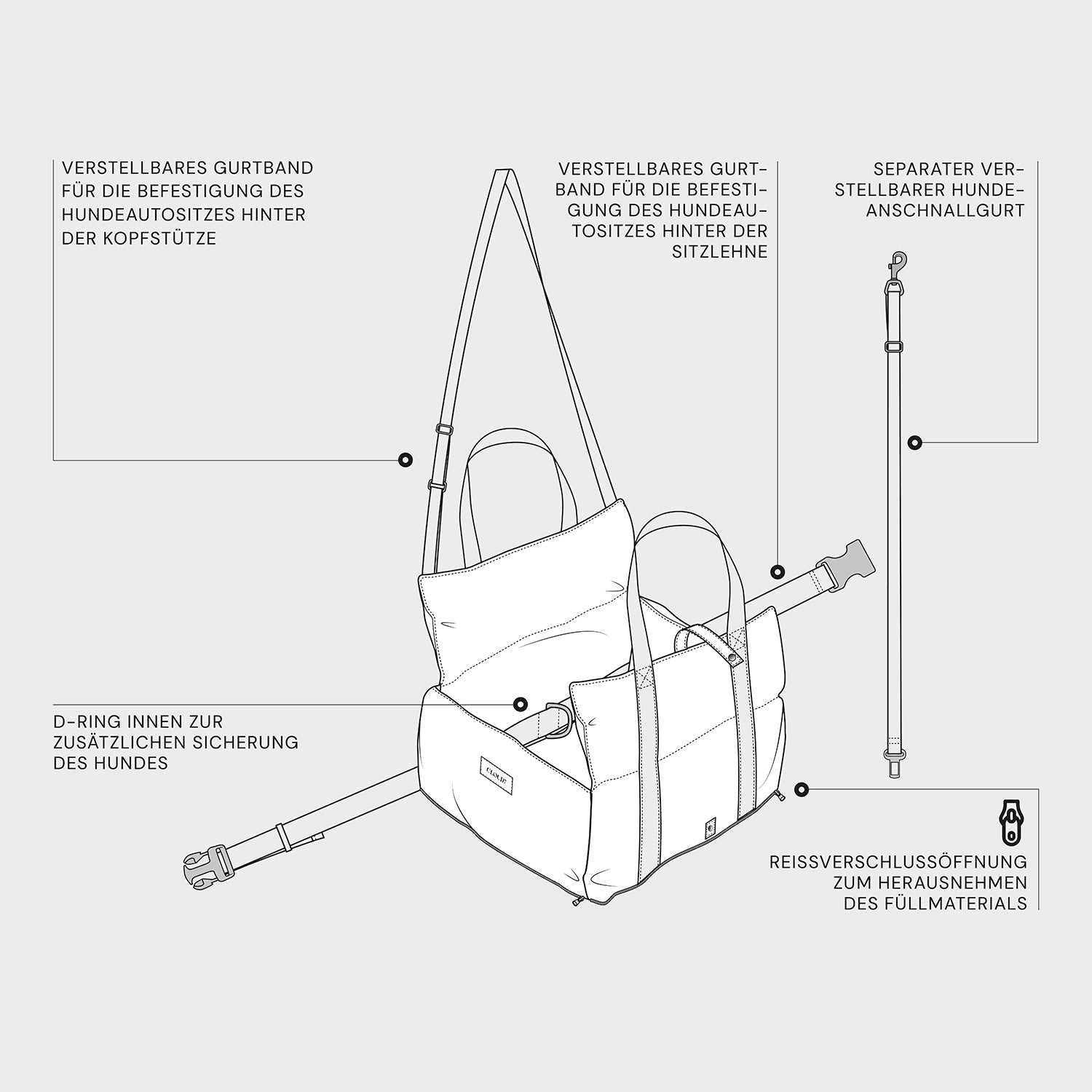 Sand-Colored Portable Dog Car Seat for Safe, Comfortable Travel