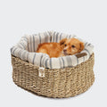 Cozy Linen Striped Dog Basket - Natural/Blue
