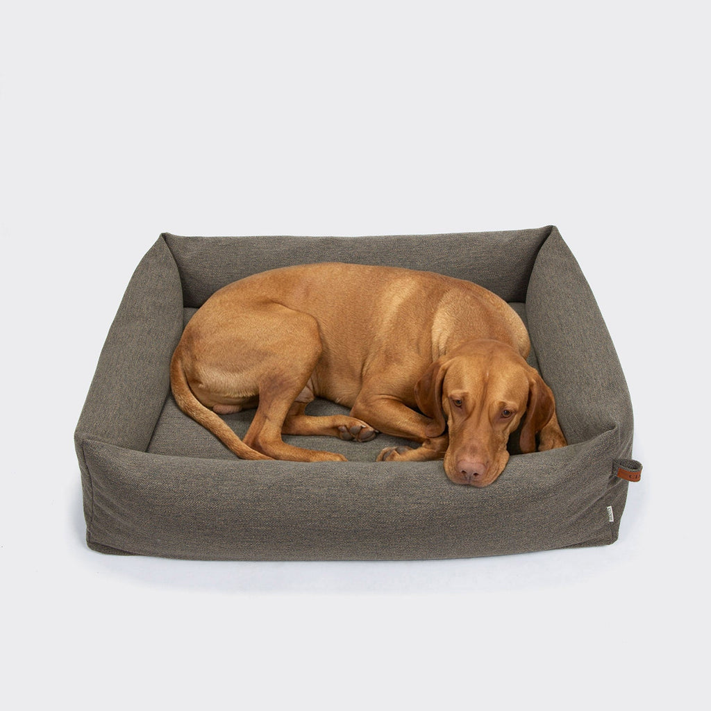 Cozy Linen-Blend Dog Bed in Taupe Heather