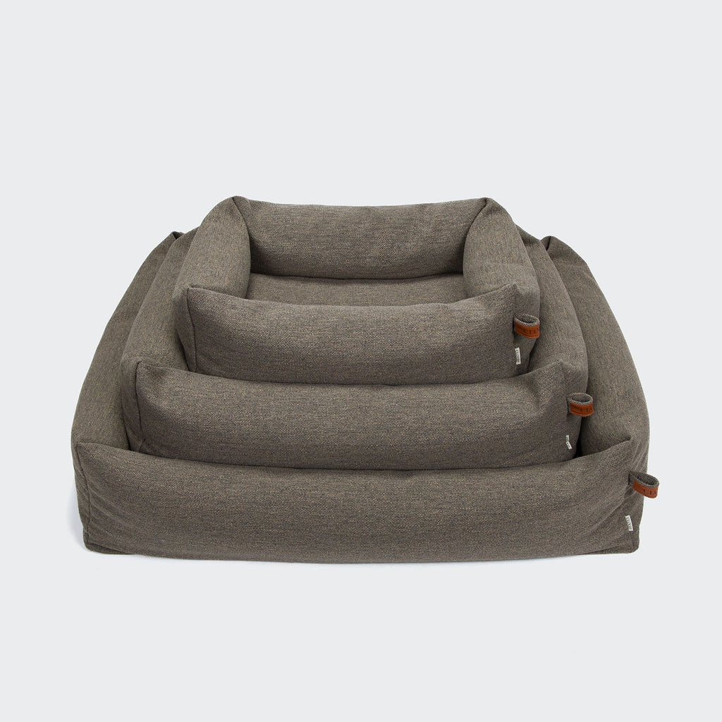 Cozy Linen-Blend Dog Bed in Taupe Heather