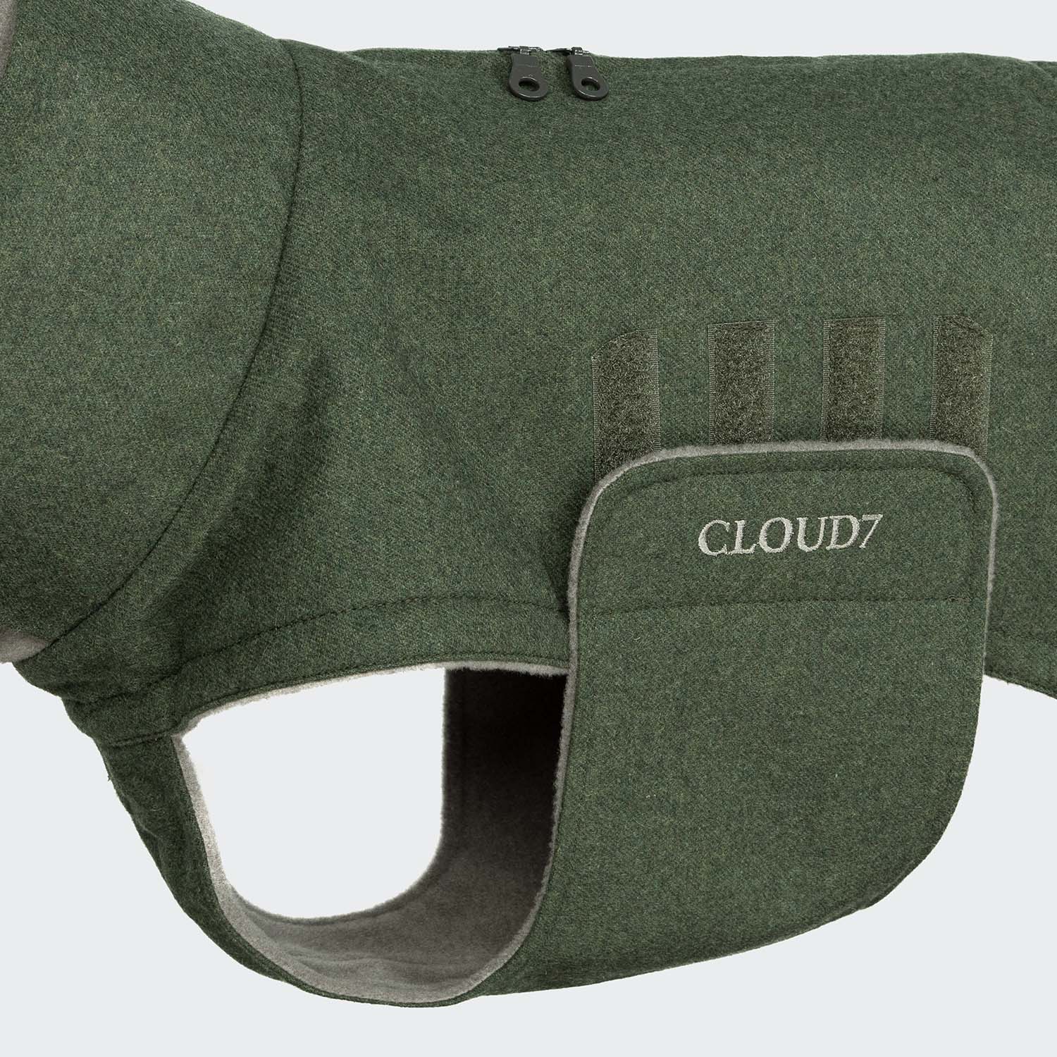 Brooklyn Long-Flannel Dog Coat in Fern Green