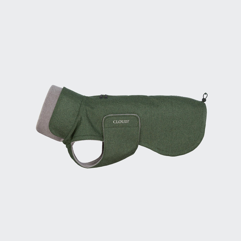 Brooklyn Long-Flannel Dog Coat in Fern Green