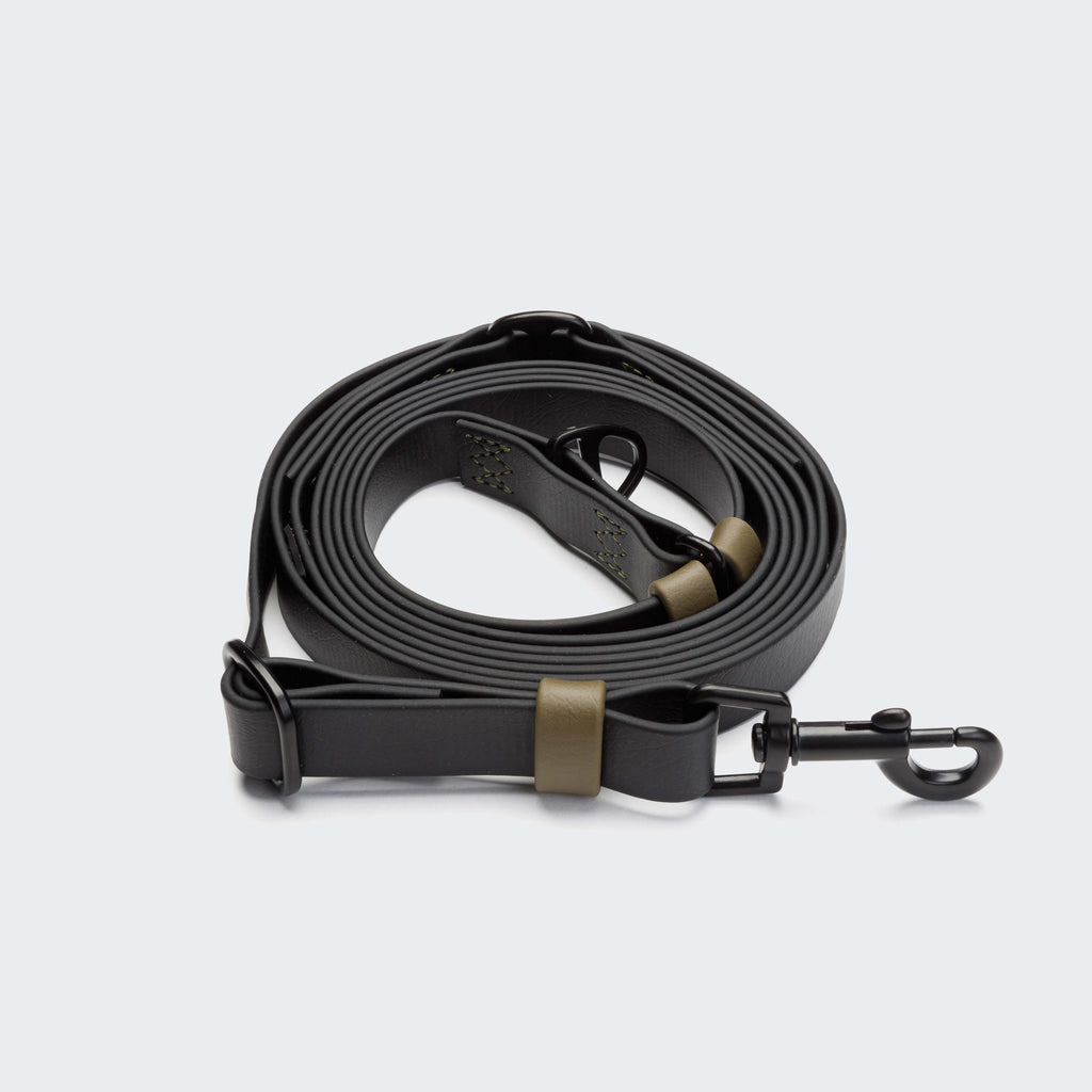 Premium Hands-Free Dog Leash - BioThane Ipanema Black-Olive