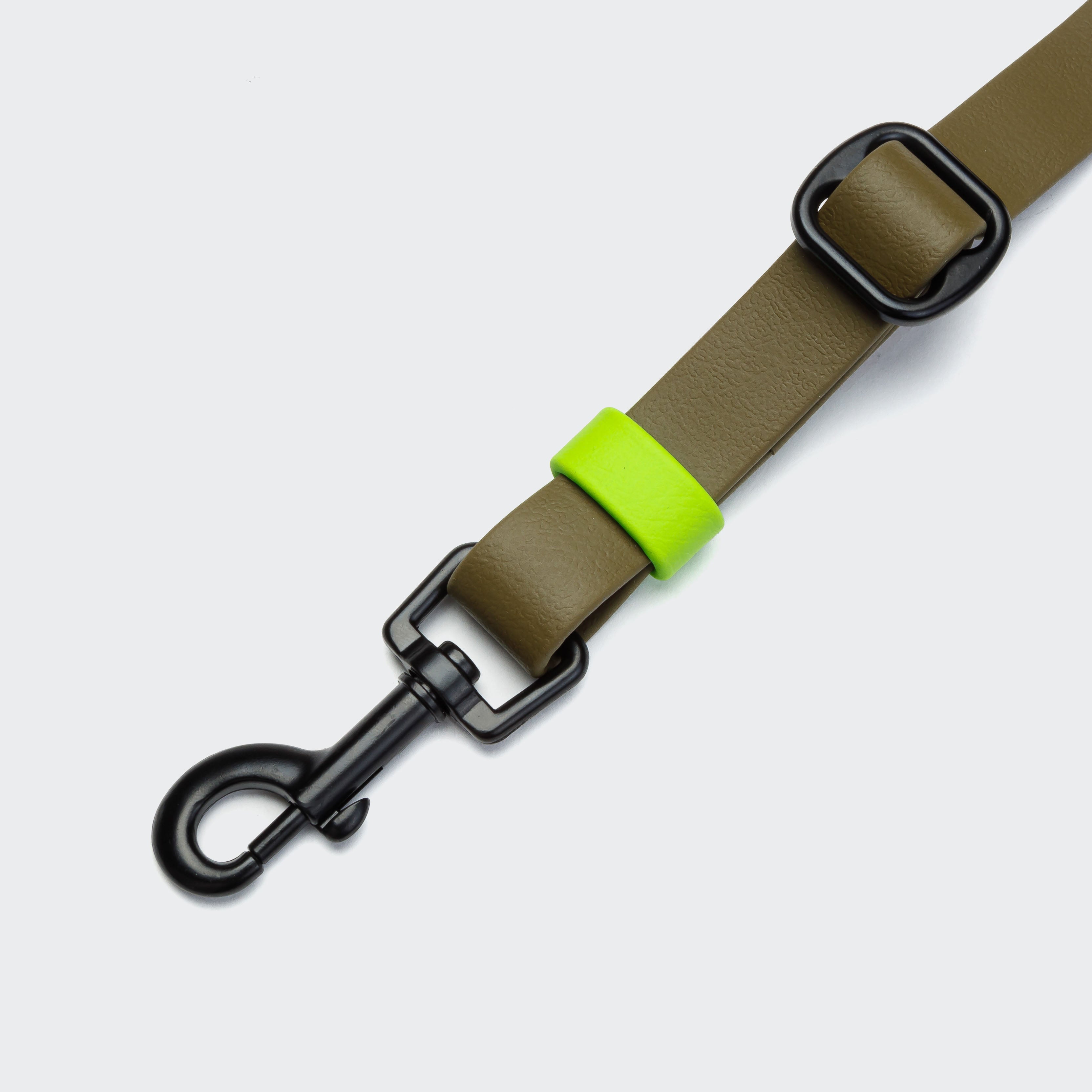 Hands-Free BioThane Dog Leash - Ipanema Olive-Neon Green