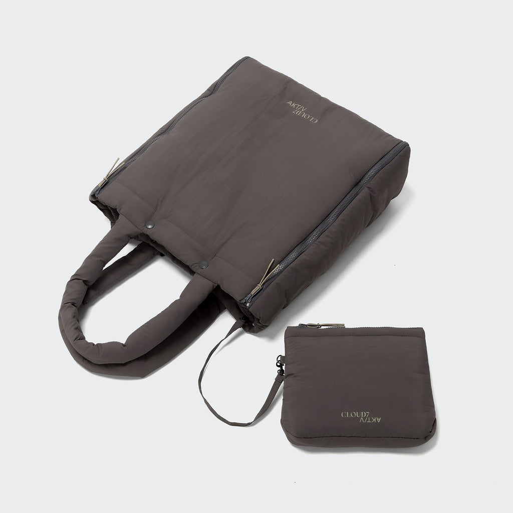 AKTIV Puffer Travel Bed & Tote Bag in Dark Grey/Khaki