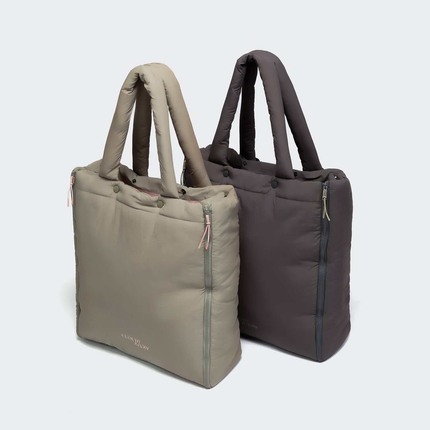 AKTIV Puffer Travel Bed & Tote Bag in Dark Grey/Khaki