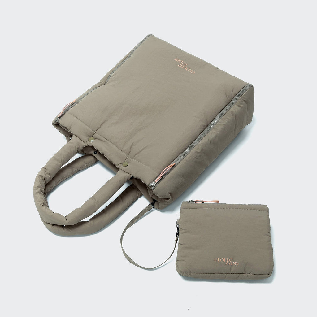 AKTIV Puffer Travel Bed & Tote Bag – Khaki/Peach