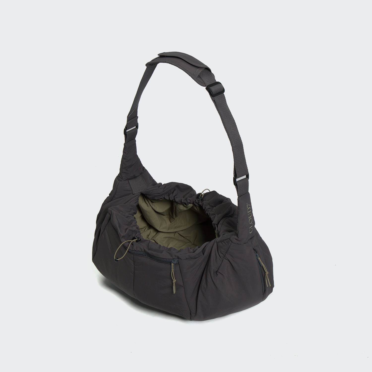 LTTL Puffer Dog Sling Bag – Dark Grey/Khaki
