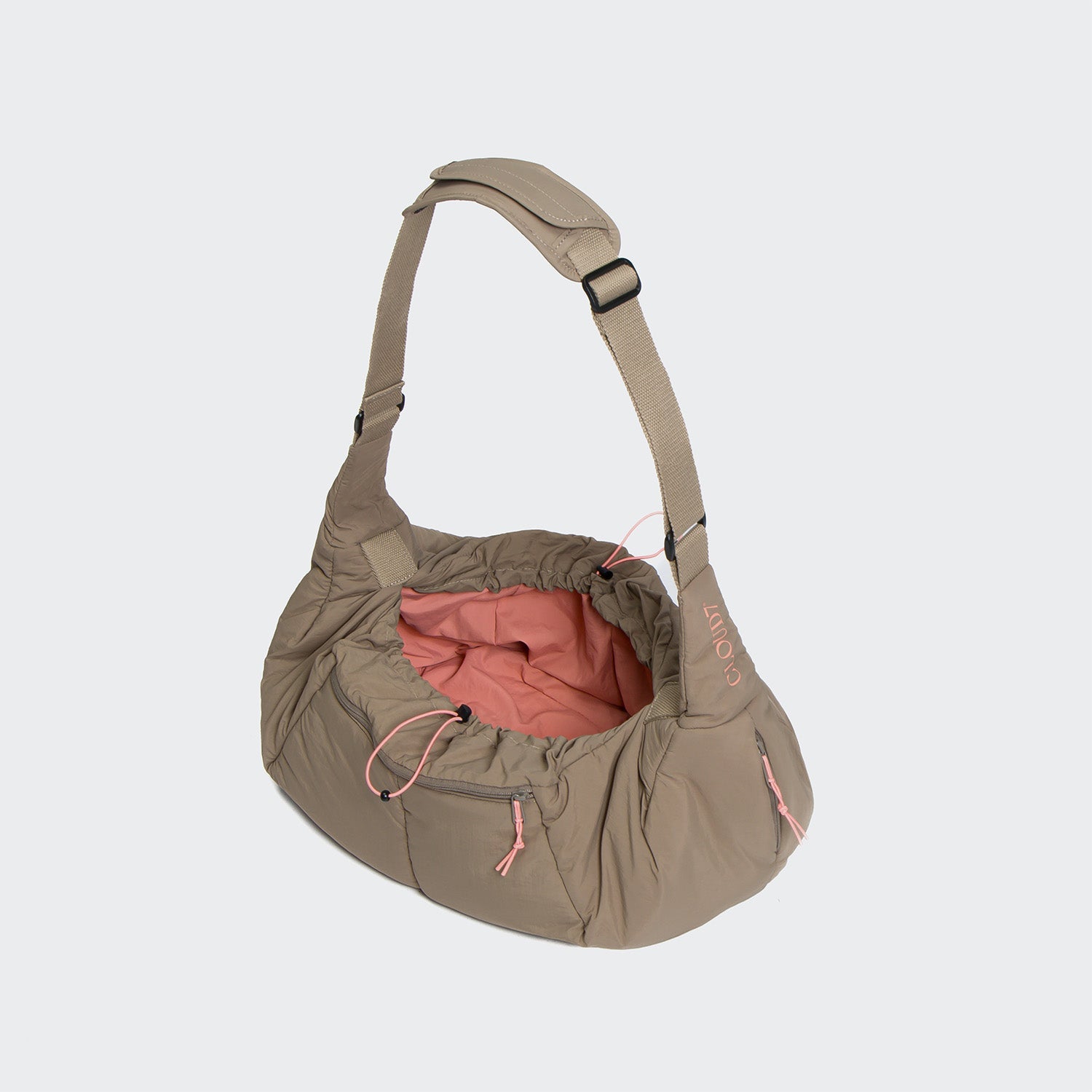 LTTL Puffer Dog Sling Bag - Khaki/Peach