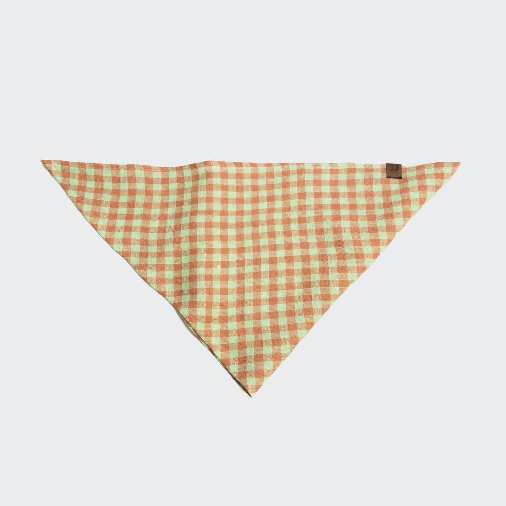 Orange Checkered Dog Bandana - Bright, Trendy Plaid Style for Dogs