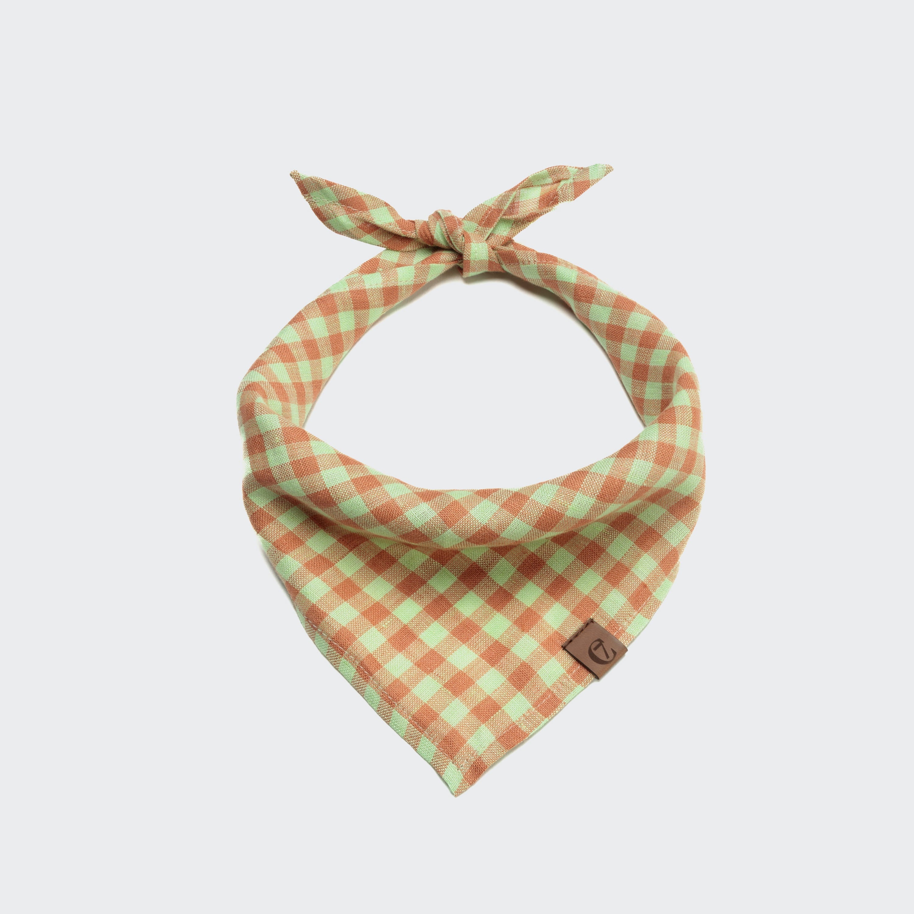 Orange Checkered Dog Bandana - Bright, Trendy Plaid Style for Dogs