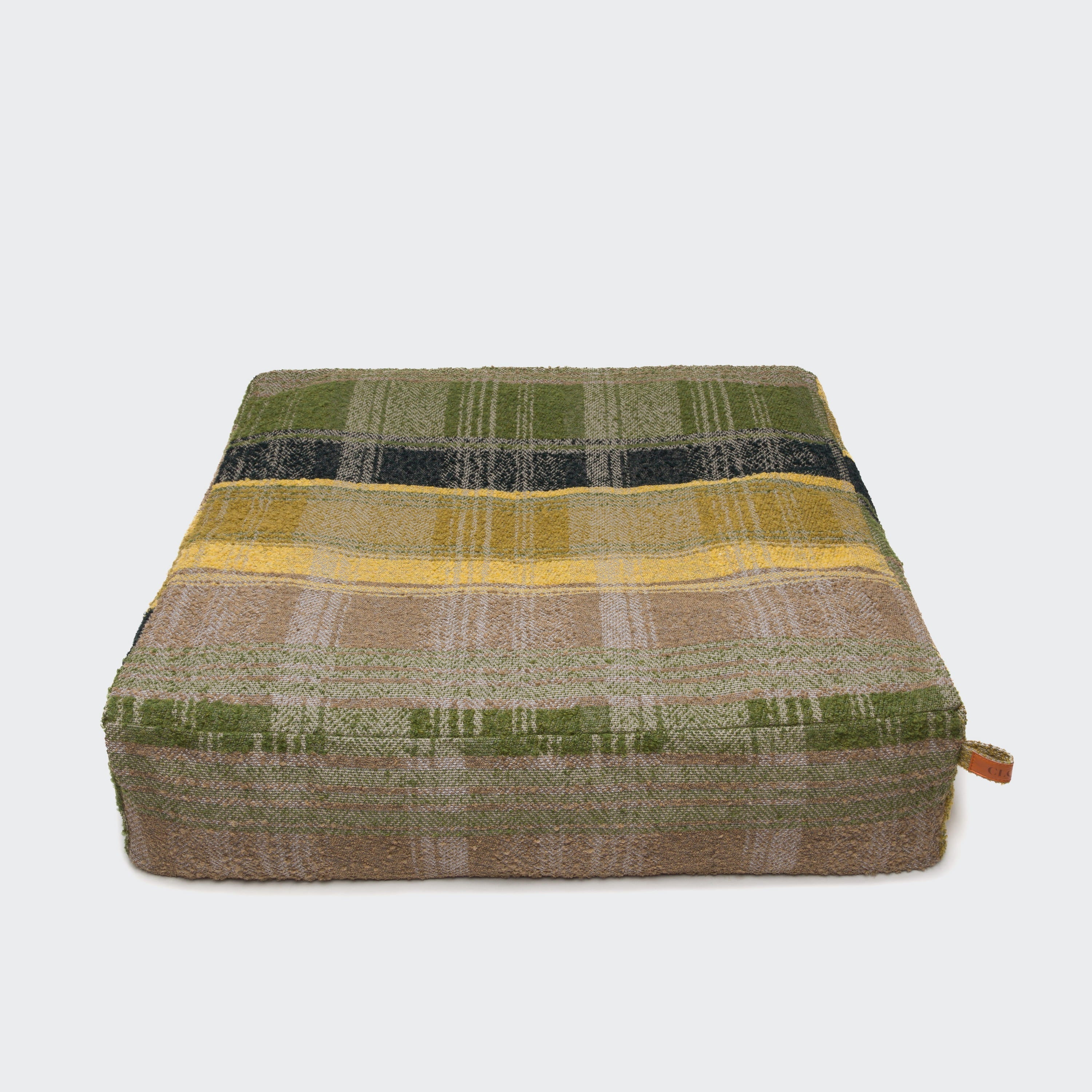 Cube-Style Dog Bed in Green Tartan