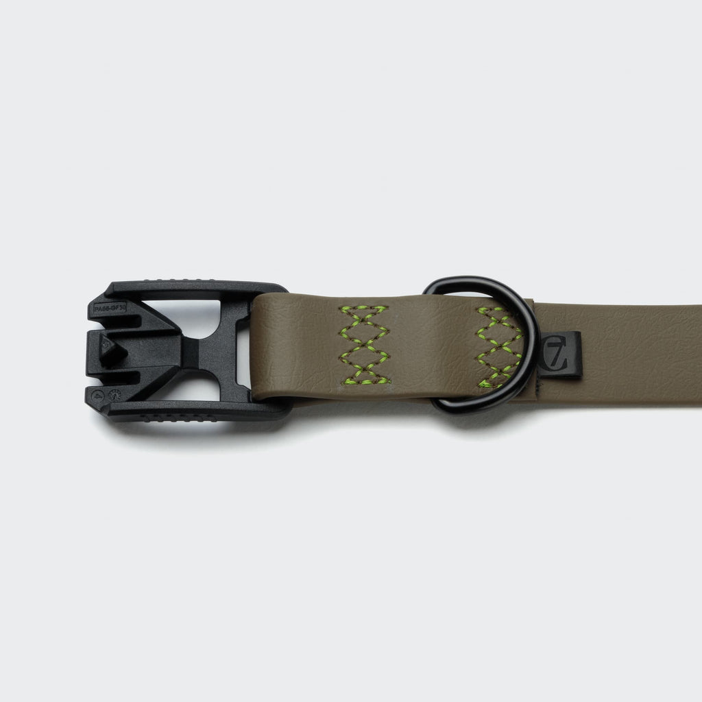 BioThane Ipanema Dog Collar in Olive-Neon Green