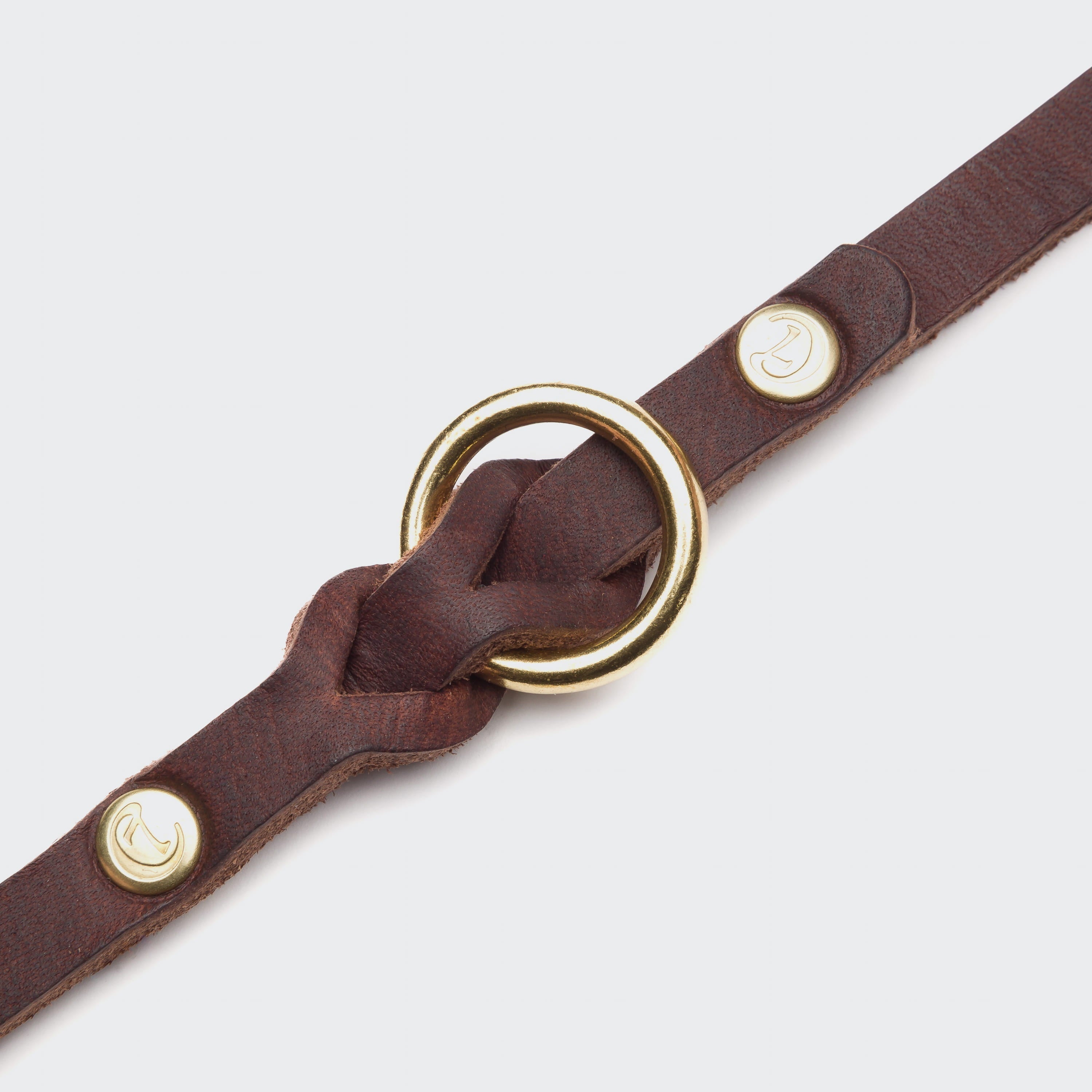 Riverside Park Dog Leash - Saddle Brown with Gold Accents
