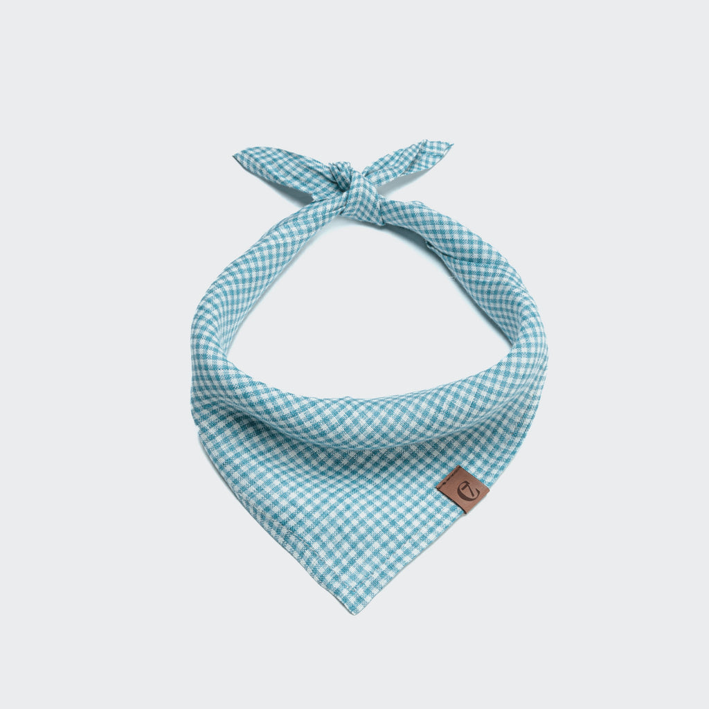 Blue Mini Check Dog Bandana - Cute & Stylish Accessory for Small Dogs