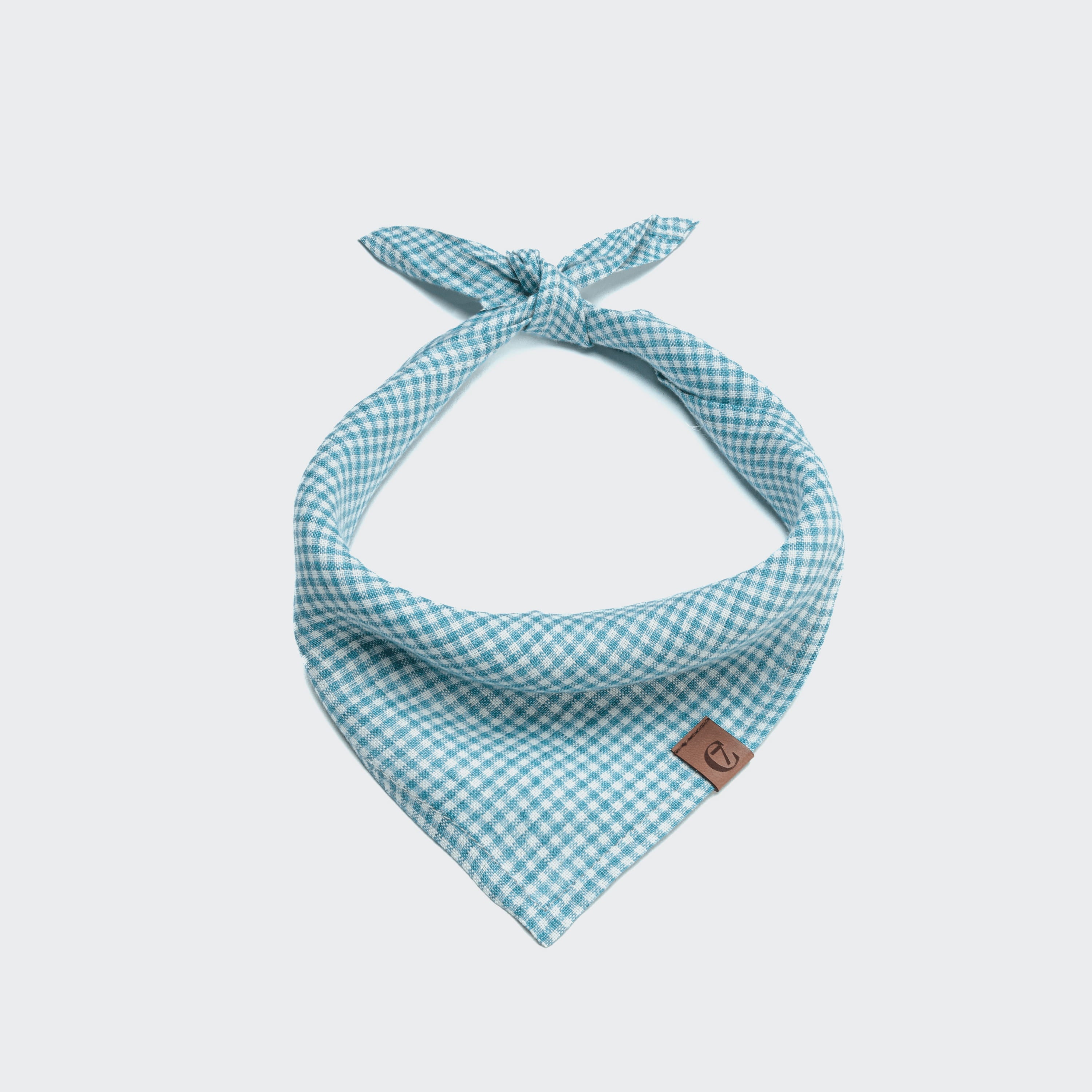 Blue Mini Check Dog Bandana - Cute & Stylish Accessory for Small Dogs