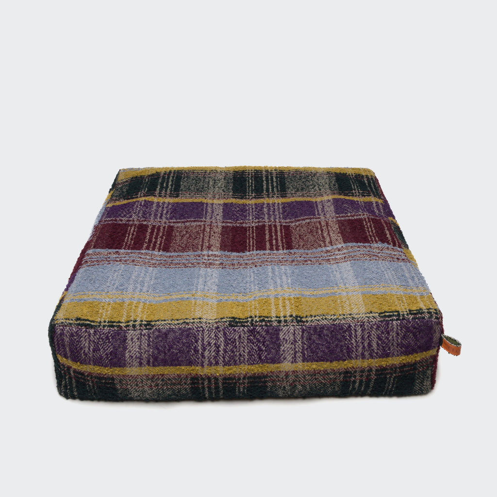 Cozy Purple Tartan Cube Dog Bed