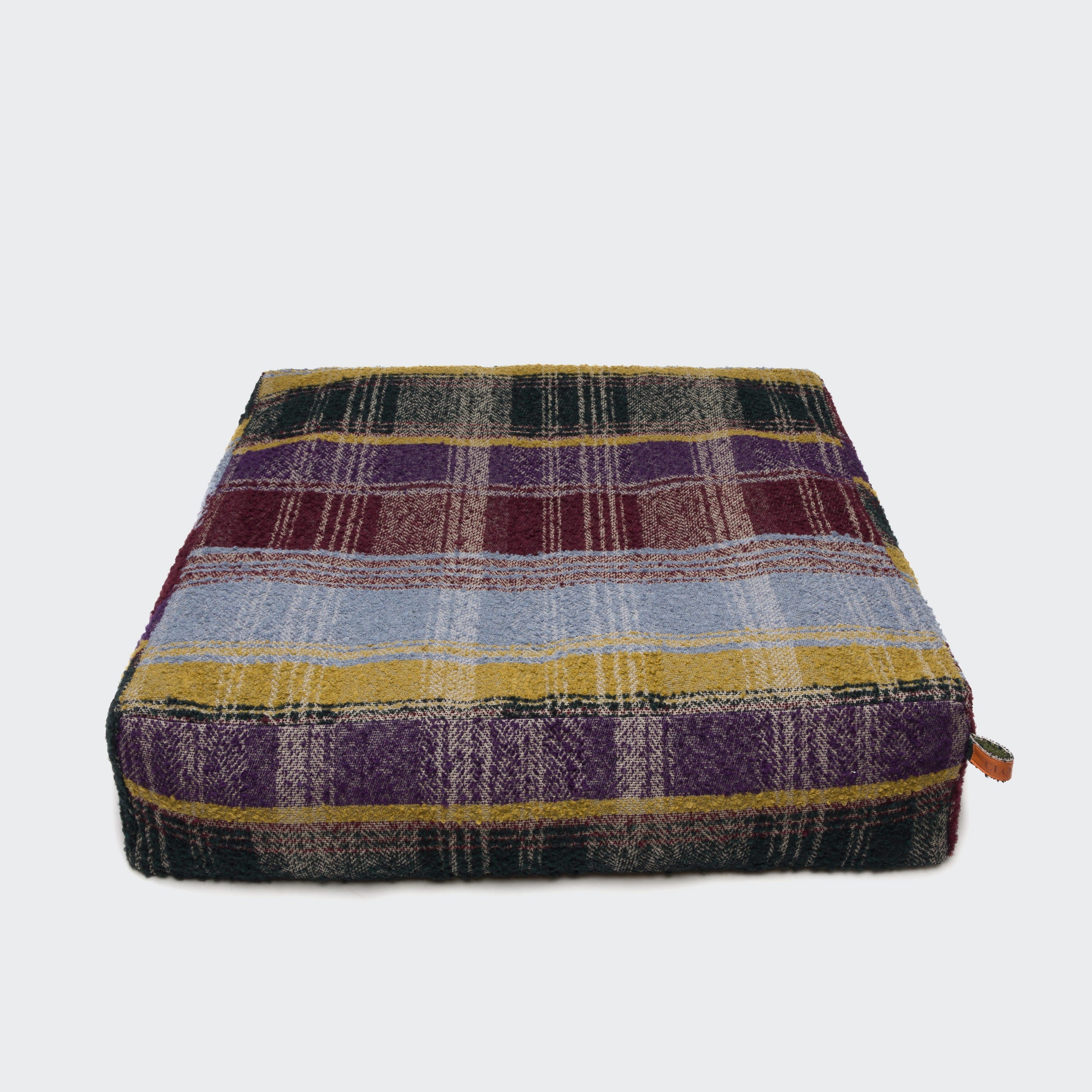 Cozy Purple Tartan Cube Dog Bed