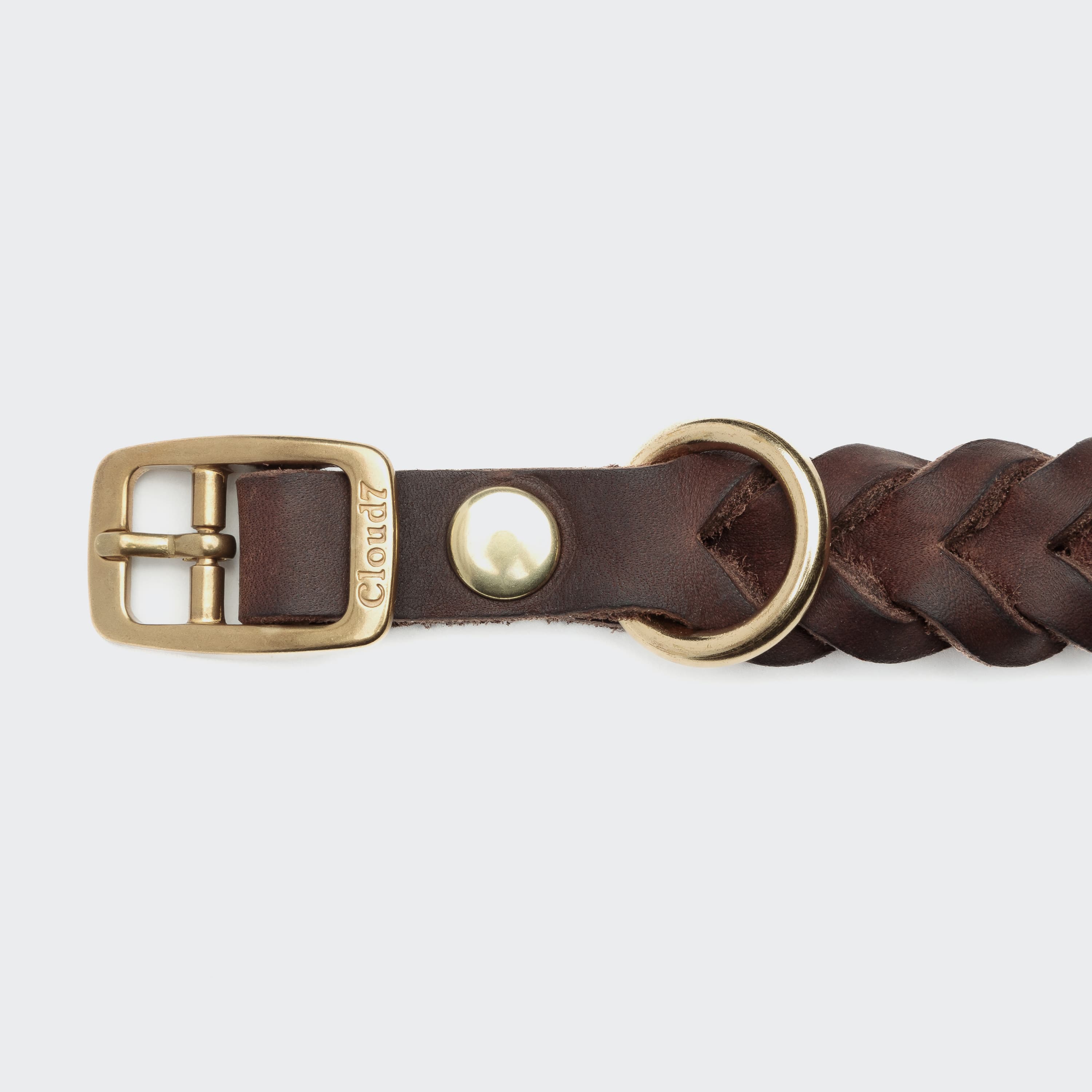 Central Park Dog Collar in Saddle Brown with Gold Accents